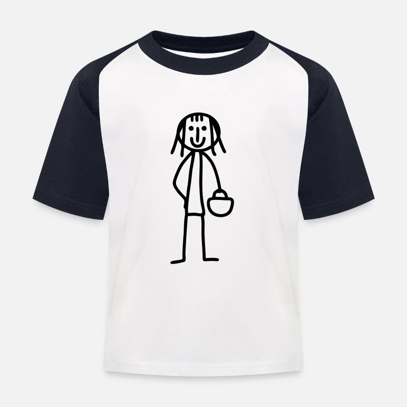 Frau mit Handtasche - Kinder Baseball T-Shirt - Weiß/Navy