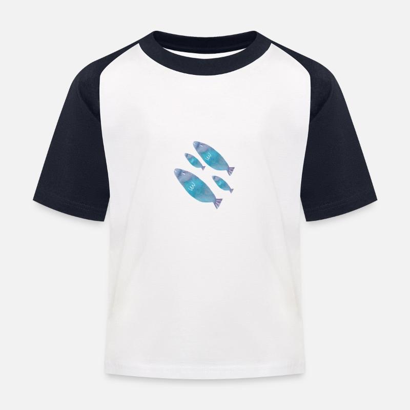 Fische - Kinder Baseball T-Shirt - Weiß/Navy