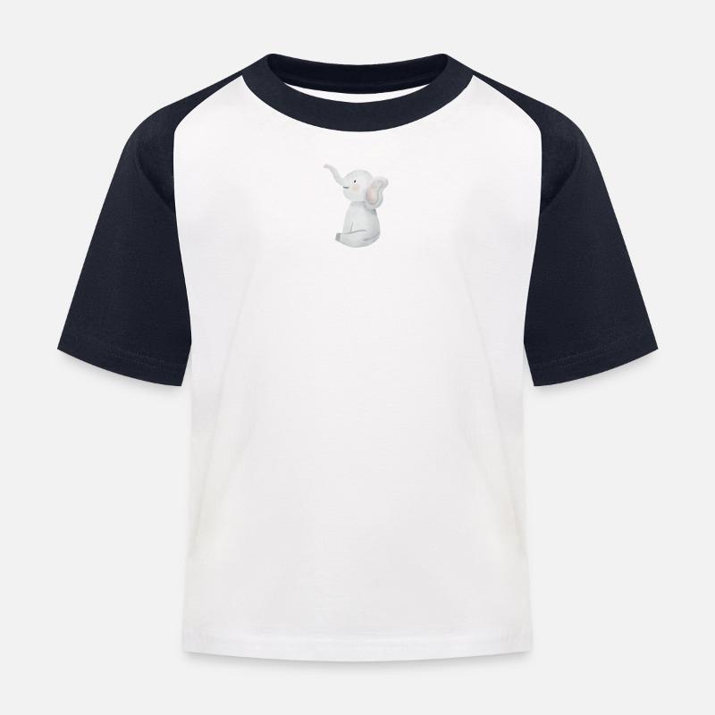 Süßer kleiner Elefant. - Kinder Baseball T-Shirt - Weiß/Navy