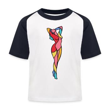 Danseur abstrait en couleurs vives - T-shirt baseball Enfant - blanc/marine - Devant