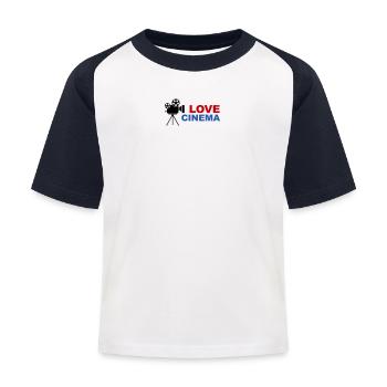 Love Cinema Bold Red Blue Typography - Kids' Baseball T-Shirt - white/navy - Front