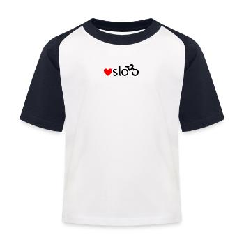 Oslo Fahrrad-Liebesaufkleber (schwarz) - Kinder Baseball T-Shirt - Weiß/Navy - Vorne