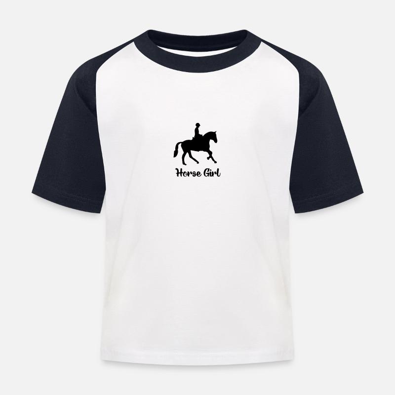 Pferdemaedchen geschenk tshirt sprueche - Kinder Baseball T-Shirt - Weiß/Navy