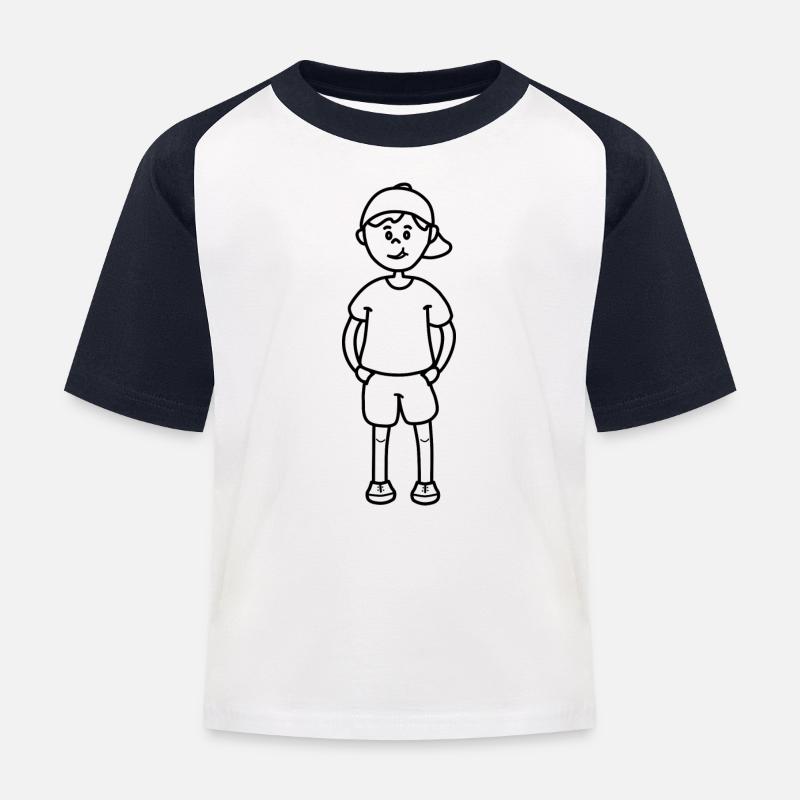 Junge - Kinder Baseball T-Shirt - Weiß/Navy