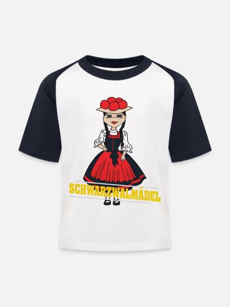 Schwarzwaldmädel Bollenhut Schwarzwald Mädel - Kinder Baseball T-Shirt - Weiß/Navy