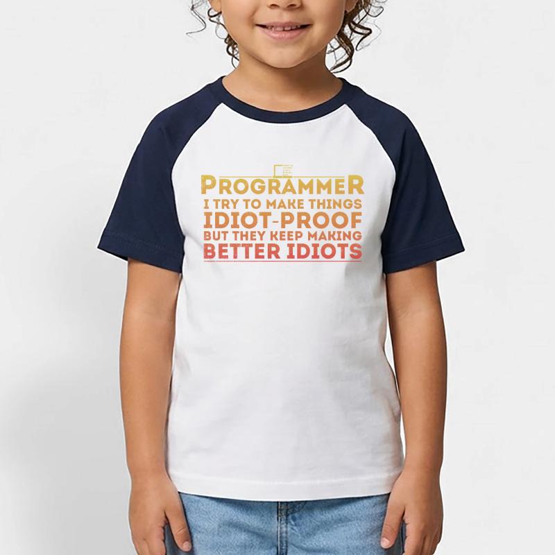 Funny Programmer Humor Computer Coder Programming Kids' Baseball T-Shirt