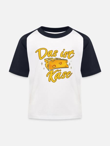 Käse das ist Käse - Kinder Baseball T-Shirt - Weiß/Navy