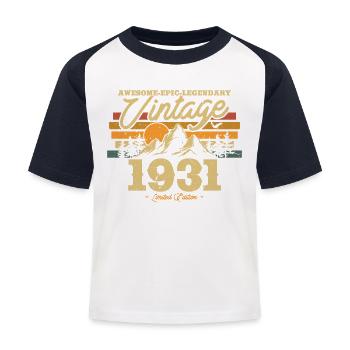1931 Birthday Nostalgia - Kids' Baseball T-Shirt - white/navy - Front
