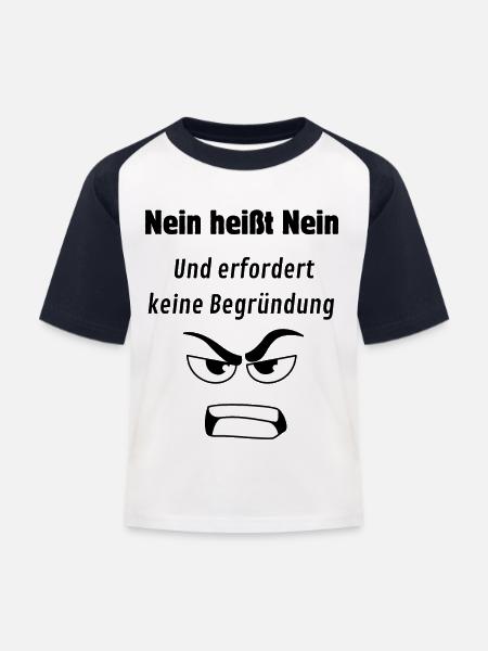 Nein heißt Nein!! - Kinder Baseball T-Shirt - Weiß/Navy
