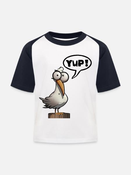 Ja! - Kinder Baseball T-Shirt - Weiß/Navy