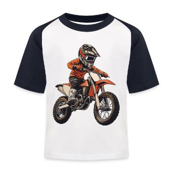 Motocross und Dirt bike - Kinder Baseball T-Shirt - Weiß/Navy - Vorne