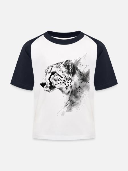 Gepard - Kinder Baseball T-Shirt - Weiß/Navy