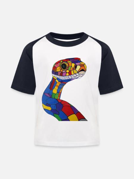 Schlange - Kinder Baseball T-Shirt - Weiß/Navy