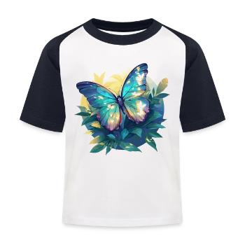 Butterfly Schmetterlinge Schmetterling - Kinder Baseball T-Shirt - Weiß/Navy - Vorne