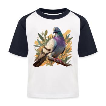 Tauben Taube - Kinder Baseball T-Shirt - Weiß/Navy - Vorne