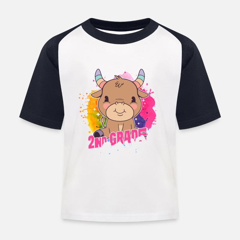 2nd Grade Squad, Second Grader - Kids' Baseball T-Shirt - white/navy