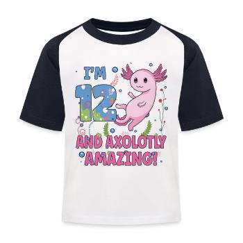 I'm 12 süßes Axolotl 12. Geburtstags Geschenk - Kinder Baseball T-Shirt - Weiß/Navy - Vorne