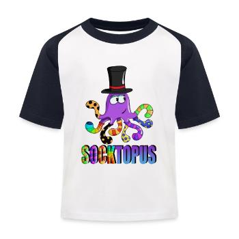 Socktopus Eight Tentacles Colorful for future - Kinder Baseball T-Shirt - Weiß/Navy - Vorne