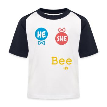 He or She Mammy To Bee Gender Reveal Family Baby - Kinder Baseball T-Shirt - Weiß/Navy - Vorne