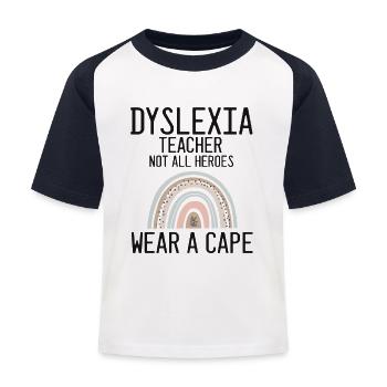 Dyslexia Therapy for Dyslexia Month - Kids' Baseball T-Shirt - white/navy - Front