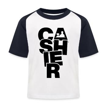 Profession Job Work - Cashier - Kids' Baseball T-Shirt - white/navy - Front