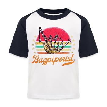 Cornemuse Kilt Écossais Beat Cornemuse - T-shirt baseball Enfant - blanc/marine - Devant