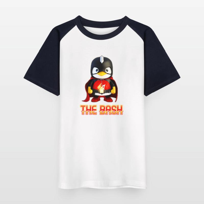 The Bash Penguin Superhero for Linux Coder and Kinder Baseball T-Shirt