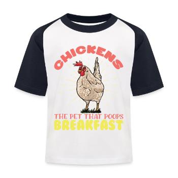 Chickens The Pet That Poops Chickens Rooster Farmer Chicken - Kids' Baseball T-Shirt - white/navy - Front