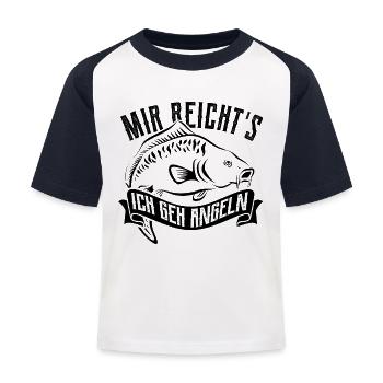Mir reicht's ich geh angeln - Angler - Karpfen - Kinder Baseball T-Shirt - Weiß/Navy - Vorne