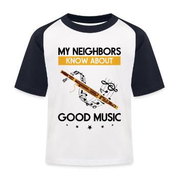 Holzblasinstrument und Fagott Blasinstrument - Kinder Baseball T-Shirt - Weiß/Navy - Vorne