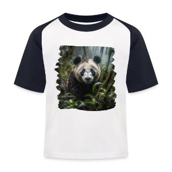 Pandas realistic Panda Großer Panda - Kinder Baseball T-Shirt - Weiß/Navy - Vorne