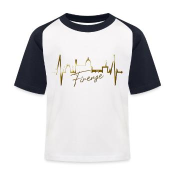 Florenz Skyline Italien Herzschlag I Love Firenze - Kinder Baseball T-Shirt - Weiß/Navy - Vorne
