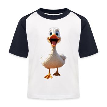 Oie, Oie, Poussin, Oie mignonne, Canard, Petites Oies - T-shirt baseball Enfant - blanc/marine - Devant