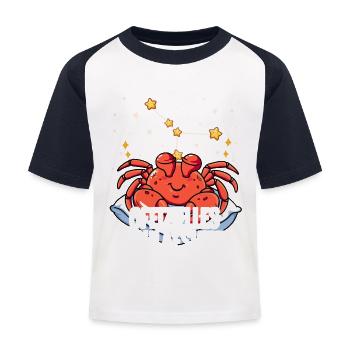 Offizielles Schlafshirt Sternzeichen Krebs - Kinder Baseball T-Shirt - Weiß/Navy - Vorne