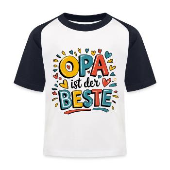 Grand-père est le meilleur avec des cœurs et des couleurs pour - T-shirt baseball Enfant - blanc/marine - Devant