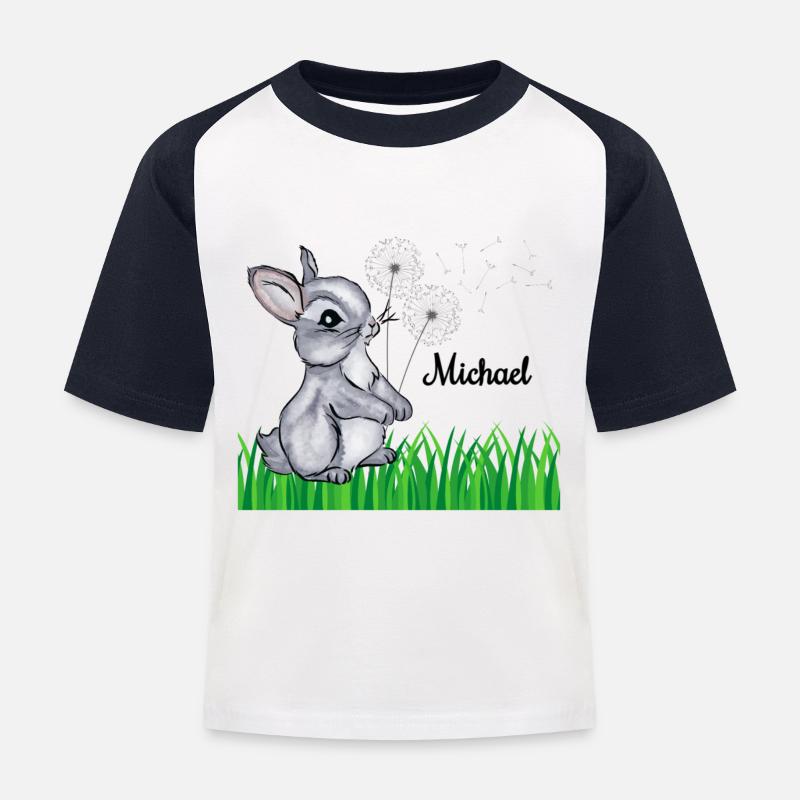Rabbit Name Gift Michael - Kids' Baseball T-Shirt - white/navy