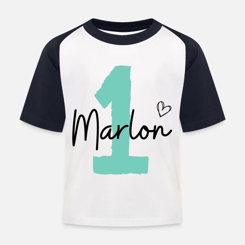 Marlon - Kinder Baseball T-Shirt - Weiß/Navy