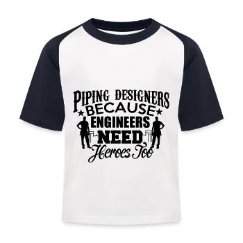 piping designers - Kids' Baseball T-Shirt - white/navy - Front