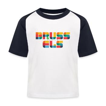 Bruxelles Belgique CMJN Pop Art Style - T-shirt baseball Enfant - blanc/marine - Devant