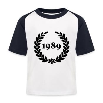 Lustiger Geburtstag seit 1989 - Kinder Baseball T-Shirt - Weiß/Navy - Vorne