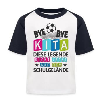 Einschulung Schulkind Fußball Schulanfang Geschenk - Kinder Baseball T-Shirt - Weiß/Navy - Vorne