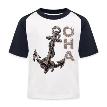Oha Anker Norddeutsche Panikattacke - Kinder Baseball T-Shirt - Weiß/Navy - Vorne