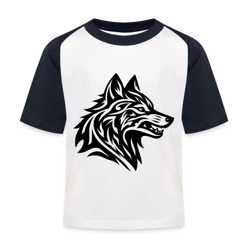 Tribal Wolf Head - Baseboll-T-shirt barn