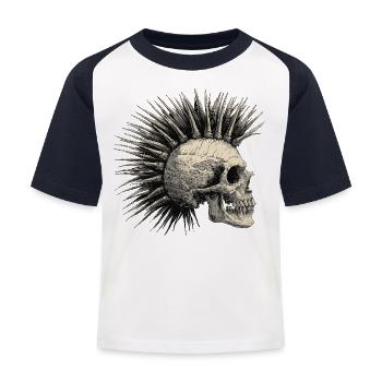 Horror Punk Zombie Mohawk - Kinder Baseball T-Shirt - Weiß/Navy - Vorne