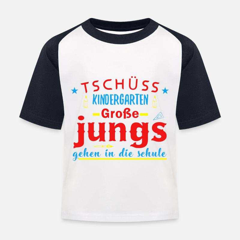 Einschulung Schulanfang Kindergarten Schulstart - Kinder Baseball T-Shirt - Weiß/Navy