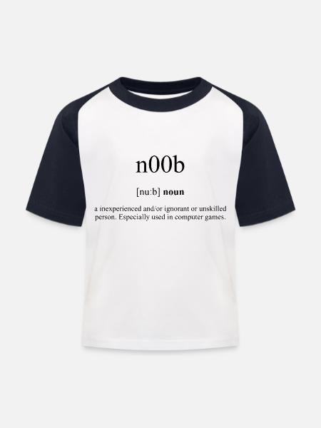 N00b | Noob Definition Dictionary - Kinder Baseball T-Shirt - Weiß/Navy