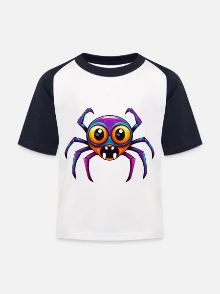 Cute Halloween Spider - Kids' Baseball T-Shirt - white/navy