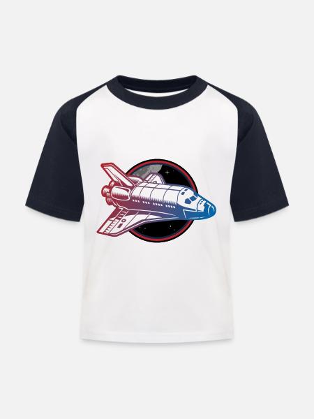 spaceship space shuttle - Kinder Baseball T-Shirt - Weiß/Navy