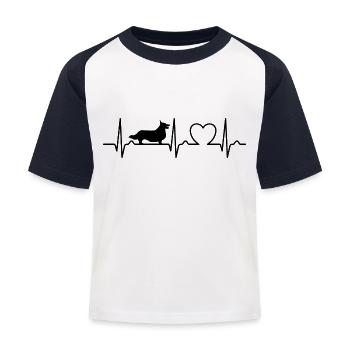 Herzkurve Corgi - Hundefan Haustier - Kinder Baseball T-Shirt - Weiß/Navy - Vorne