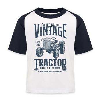 Zabytkowy traktor urodziny rolnika urodzony w 1982 r. - Koszulka bejsbolowa dziecięca - biały/granatowy - Przód
